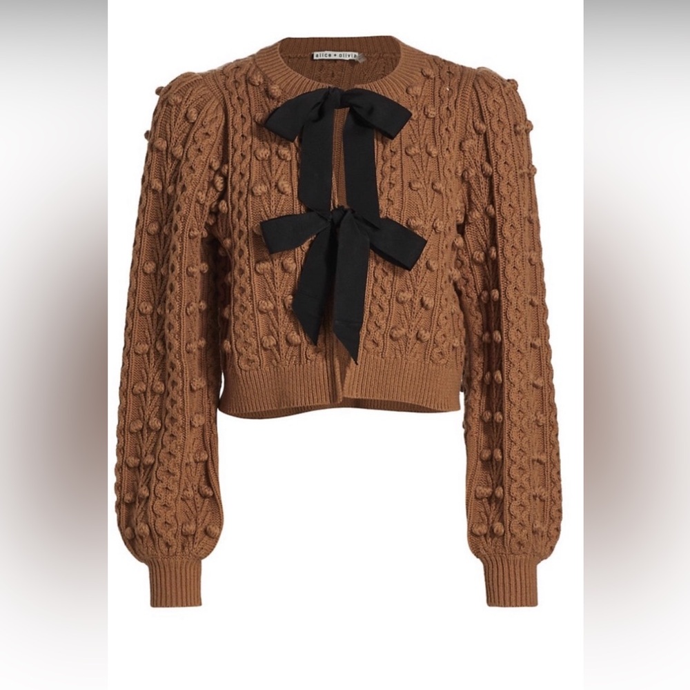 Alice + Olivia Kitty Puff Sleeve Cardigan